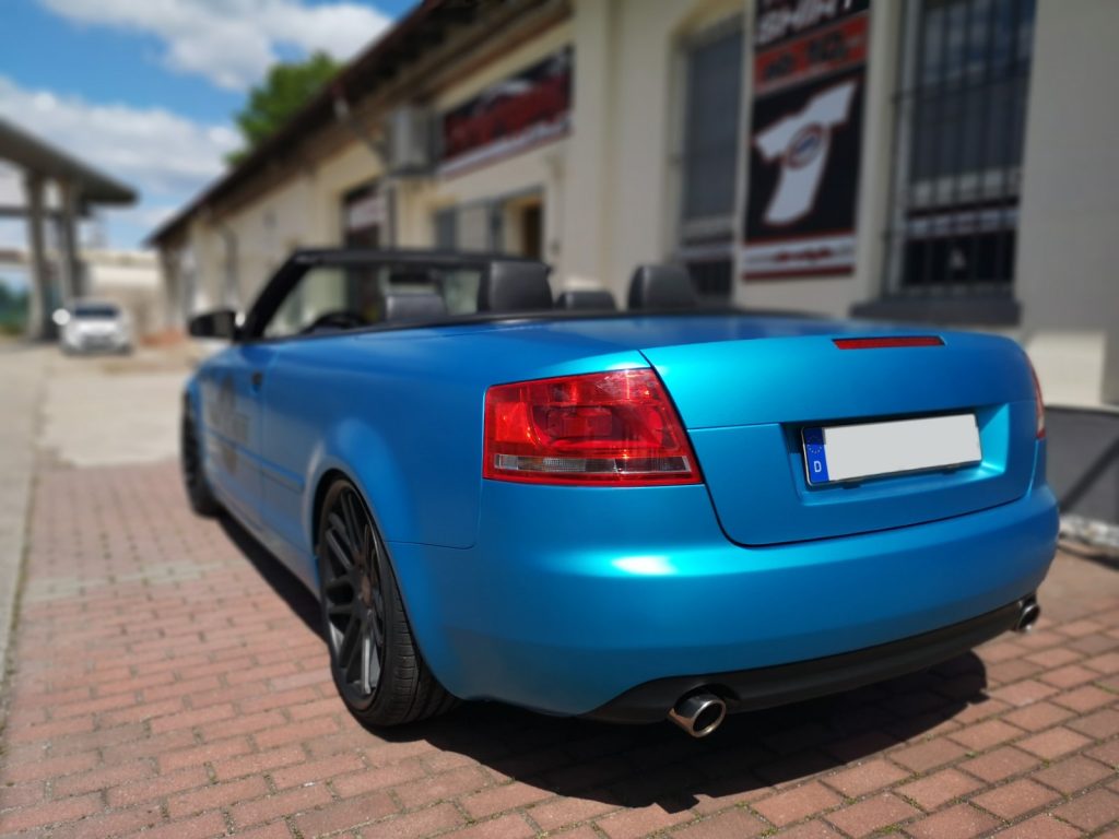 folieren Auto Carwrapping Audi A4 Cabrio 3M satin Ocean Shimmer, blau