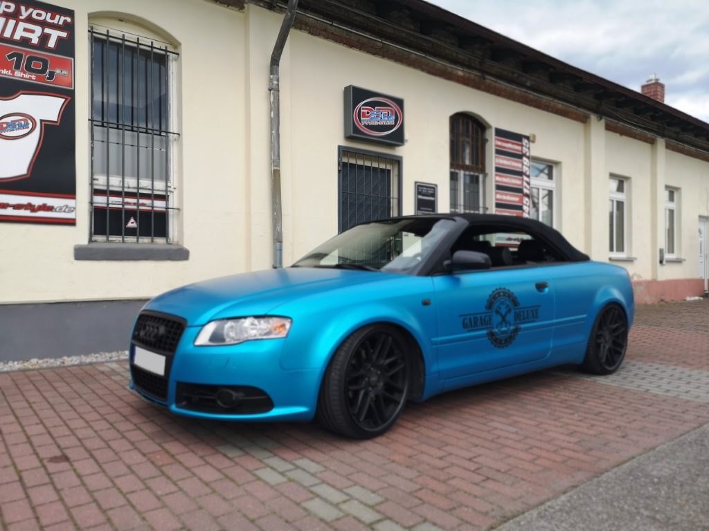 folieren Auto, Carwrapping Audi A4 Cabrio 3M satin Ocean Shimmer "GARAGE DELUXE"